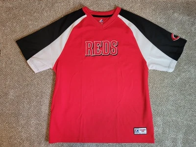 Cincinnati Reds Majestic Red/White/Black Men's XL Short Sleeve Pullover - Image 1 of 4