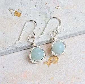 Amazonite Earrings 925 Sterling Silver Drop Earrings Handmade Gift Wrapped - Picture 1 of 3