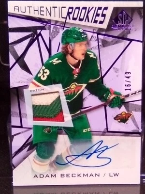 2021 Upper Deck SP Game Used Purple Memorabilia /49 Adam Beckman Rookie Auto RC - Image 1 of 4