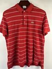 Lacoste Men's Shirt 7 (Xxl) Sport Red With Stripes Polo Golf