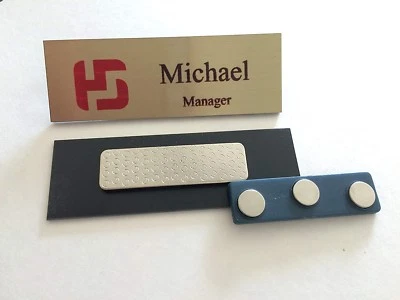 Customized Name Badge / Tag with Magnet 3"X1" - Full Color Logo