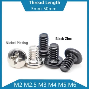 Phillips Machine Pan Truss Head Screws Bolts Nickel Plating/Black Zinc M2 M3-M6 - Picture 1 of 66