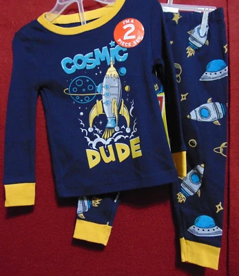 COSMIC DUDE Size 3T Spaceships, Planets & Stars 2 pc. PJ's by Kidgets NEW - Image 1 of 4