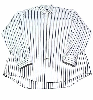 Vtg Austin Reed Shirt Mens White Blue Striped Button Down Cotton Sz XL 17 34/35 - Image 1 of 4