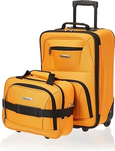 Rockland 2 Piece Expandable Softside Luggage Set Carry On Tote Bag Orange - Picture 1 of 10