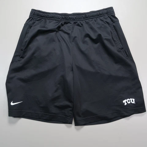 TCU Shorts Mens Large Black Nike Dri Fit Horned Frogs On Field Active Cover