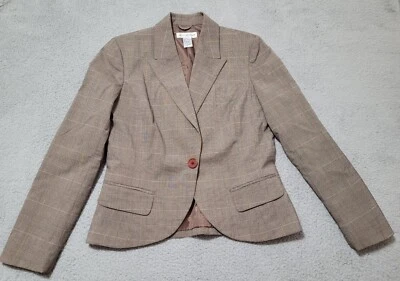 Chaqueta Blazer Newport News Tostada y Negra con Rayas Doradas Talla 10 Foto 1 de 4