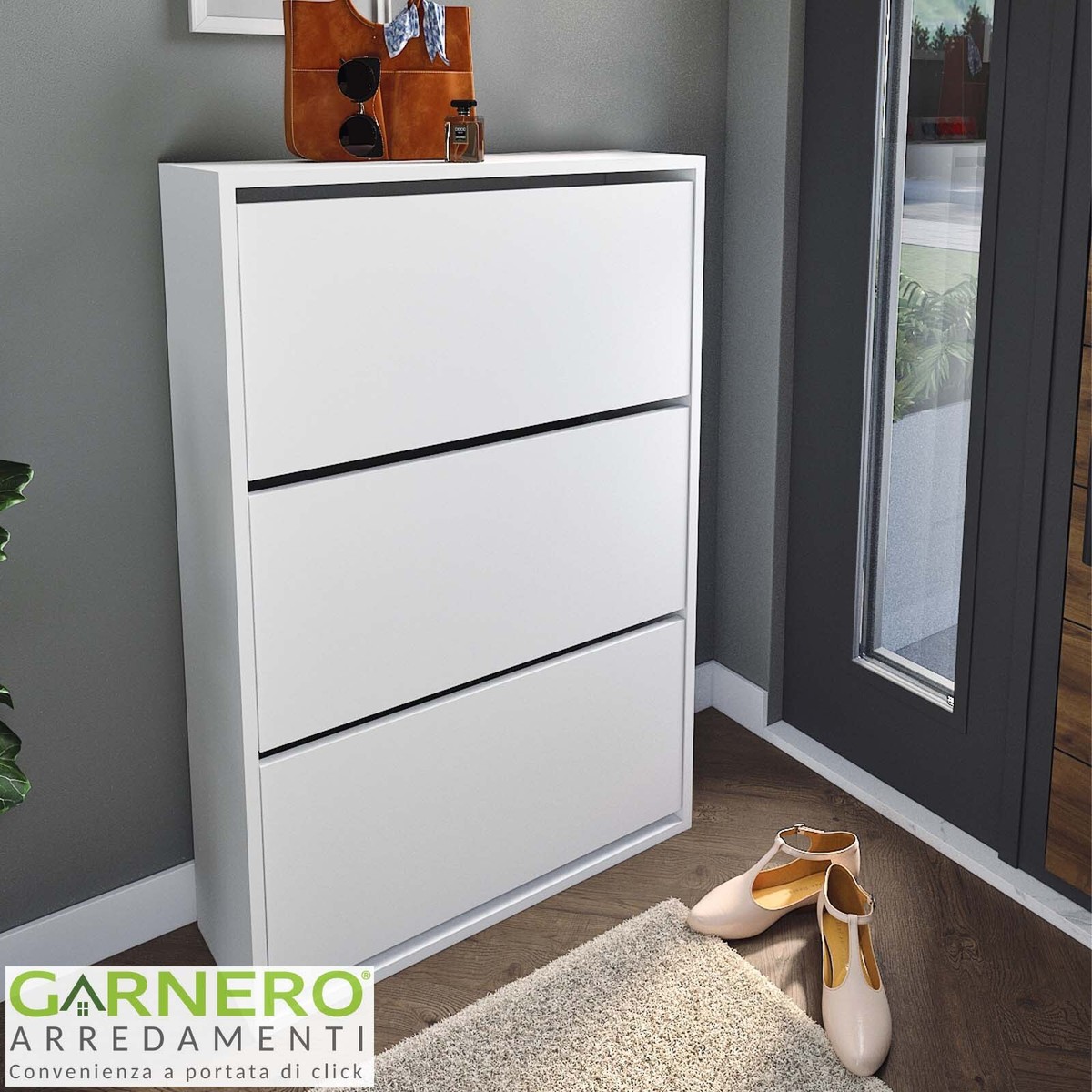 Scarpiera HOMCOM Salvaspazio - Mobile Moderno Con Ante Morbide E Ripiani Regolabili, Bianco - Foto 4