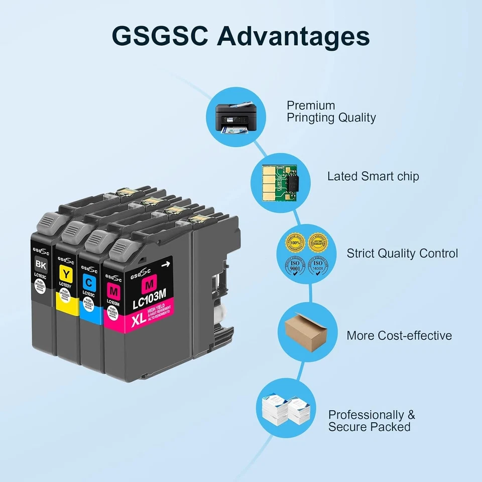 4-Pack LC103XL HY Ink Cartridge for Brother LC103 XL MFC-J870DW MFC-J6920DW - Image 1 of 1