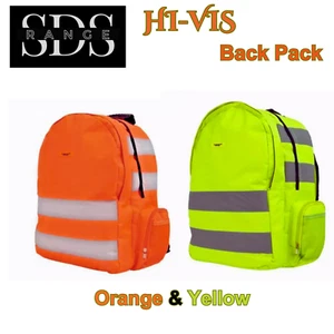 HI VIS VIZ RUCKSACK SCHOOL BAGS | HIGH VISIBILITY CYCLING SPORTS WORK BACKPACK - Picture 1 of 8