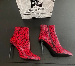 Jeffrey Campbell Temptation Stiletto Bootie's, Red Cheetah 11 Sexy Boots - Picture 1 of 19