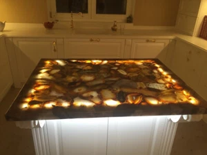 Natural Agate Stone Countertop Slab, Modern Agate Slab Top, Modern Furniture - Picture 1 of 12