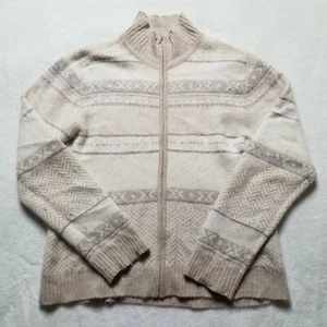 VALERIE STEVENS WOMEN'S WHITE GRAY WOOL/ANGORA FULL ZIP SWEATER SIZE LARGE  - Picture 1 of 9