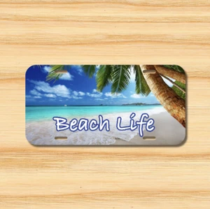 Beach Life License Plate Vehicle Auto Tag Ocean Sea Florida Palm Tree FREE SHIP - Picture 1 of 3