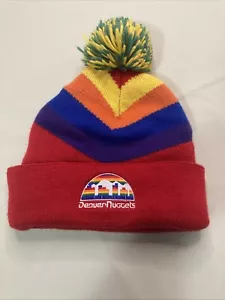 NBA Denver Nuggets Mitchell & Ness M&N Adult Cuffed Pom Knit Beanie Vintage - Picture 1 of 3