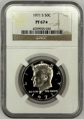 1971 S Kennedy Half Dollar NGC PF67⭐️ ‼️STAR DESIGNATION FOR GREAT EYE APPEAL‼️ - Image 1 of 2