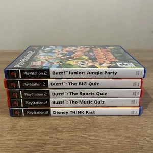 PS2 Buzz Bundle Of Five Games And A 4 Player Buzz Controller Inc Jungle Party - Picture 1 of 6