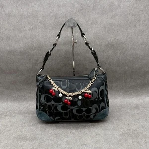 Bolso de Mano Coach Soho Hobo Firma Negro Lona Gamuza Para Mujer USADO DE JAPÓN - Imagen 1 de 13