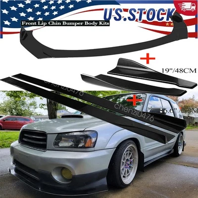For Subaru Forester Car Front Rear Bumper Lip+Side Skirts 86.6" Extension Foto 1 de 4