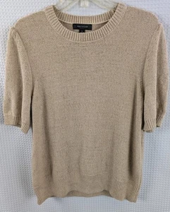 Ann Taylor Tan Short Sleeve Crew Neck Sweater NWT Size XL - Picture 1 of 9