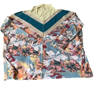 Free People Che Che Turtleneck Pullover French Terry Raw Edges Sz L Oversized - Picture 1 of 15