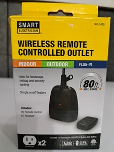 Smart Electrician Indoor Outdoor Remote Control 2 Outlet Receiver Plug-in New - Picture 1 of 2