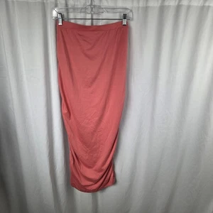 Falda Doublju Mujer Grande Coral Rosa Acanalada Midi Lápiz Elastizada Bodycon Pull On - Imagen 1 de 11