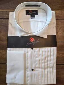 Neu Kenneth Jay Lane weiß Plissee Smoking Herren Hemd 15 1/2 - 34 Pima Baumwolle - Bild 1 von 7