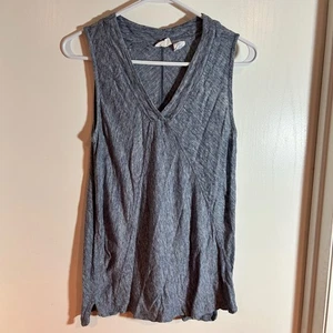 Sigrid Olsen Leinen Tank Top V-Ausschnitt ärmellos blau meliert Freizeit - Bild 1 von 3
