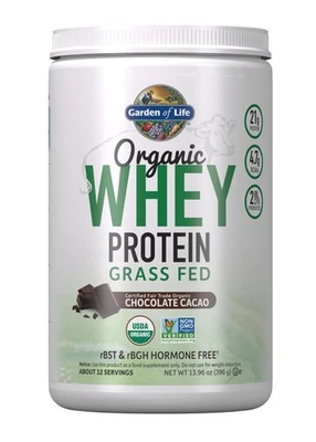 Organic Grass Fed Whey Protein Powder Fair Trade Chocolate Cacao 12 Servings - Image 1 of 4