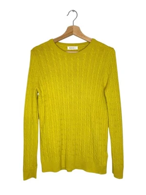 Jersey Woolovers Merino Cachemira Amarillo Tejido con Cable Cuello Redondo Para Mujer Talla M Foto 1 de 4