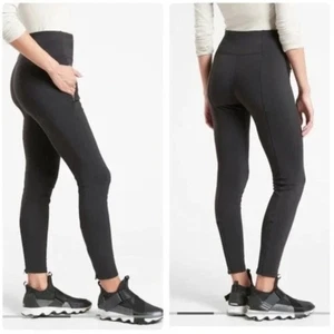 Athleta Black Headlands Hybrid Reißverschluss Kordelzug enge Leggings Gr. 0P - Bild 1 von 7