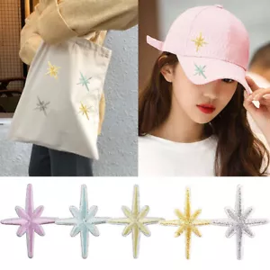 8Pcs Star Embroidery Patches Shiny Applique Sticker DIY Clothes Bags Badge Decor - Picture 1 of 15