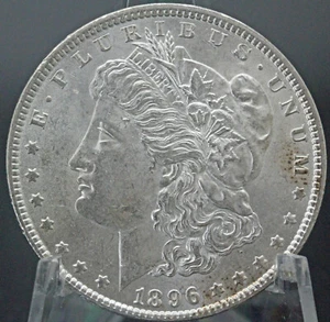 Dólar de plata Morgan de alta calidad 1896 elección blanco escarchado sin circular - Imagen 1 de 2