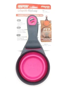 Pets Collapsible KlipScoop-1 Cup 8 oz Pink/Gray BPA FREE  Popware for Pets - Picture 1 of 4