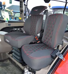 CASE IH Tractor Driver & Side Tailored Seat Covers Black & Red With Logo - Picture 1 of 6