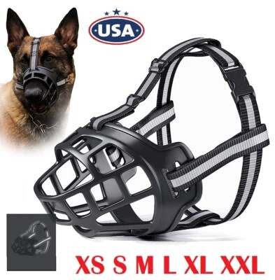 Adjustable Muzzle A Breathable Basket Mask For Large Dogs To Stop Barking USA - Image 1 of 4