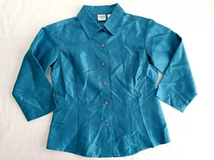 Talbots Kids Blouse Button Front Semi-Fitted Teal Size 10 #15422 - Picture 1 of 3