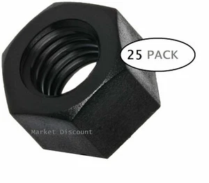 M3 x 0.5 Thread Steel Hex Nut, Black, Right Hand Threads (25 pcs) - Bild 1 von 1