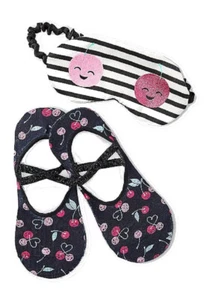 Conjunto de calcetines deportivos con máscara para dormir con estampado de cereza Justice For Girls nuevos con etiquetas - Imagen 1 de 1