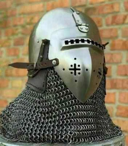 Medieval Viking Chain mail With Inner Liner Helmet For Battel Ready Armor Décor - Picture 1 of 4