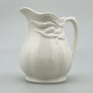 Vintage White Ironstone Creamer Royal Crownford Wheat Arthur Wood Crazed Patina - Picture 1 of 14