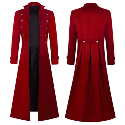 Men's Vintage Gothic Double Breatsed Long Trench Coat Lapel Cosplay Overcoat - Image 1 of 4