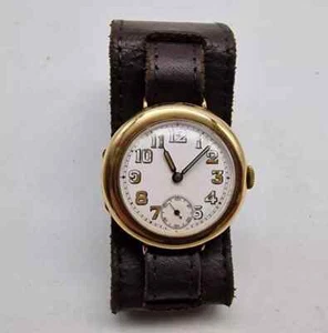 ANTIKES WEISSES ZIFFERBLATT MASSIV 9 KT GOLD GRABEN HANDAUFZUG UHR / S091 - Bild 1 von 9