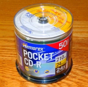 MEMOREX 50 Pack POCKET CD-R 210MB 24 Minute 24X Speed New - Picture 1 of 4