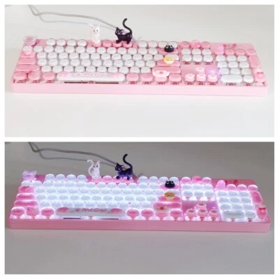Sailor Moon Tsukino Usagi Luna Wired Mechanical Keyboard DIY Pink 87/104 Key 1PC - Image 1 of 4