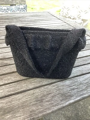 Bolso de noche vintage de los años 40 negro con cuentas Foto 1 de 4