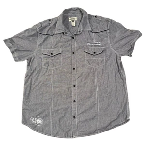 American Rag Cie Button Up Shirt Mens XL Blue White Plaid Embroidered Racing Men - Picture 1 of 12