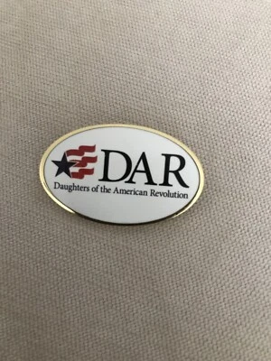 DAR Daughters of the American Revolution Oval Logo Flag Star Pin - NEW - Image 1 of 4