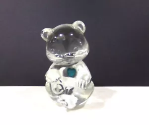 FIGURA DE OSO DE VIDRIO DE COLECCIÓN FENTON ART Y CORAZÓN AZUL SEPTIEMBRE CUMPLEAÑOS PISAPAPELES - Imagen 1 de 6
